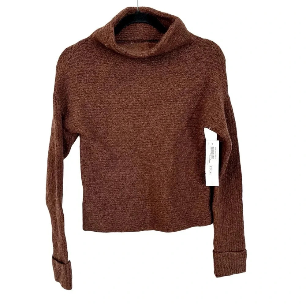 Daily Ritual Women’s Long Sleeve Cowl Neck Ribbed Wool Blend Sweater Size XS NWT